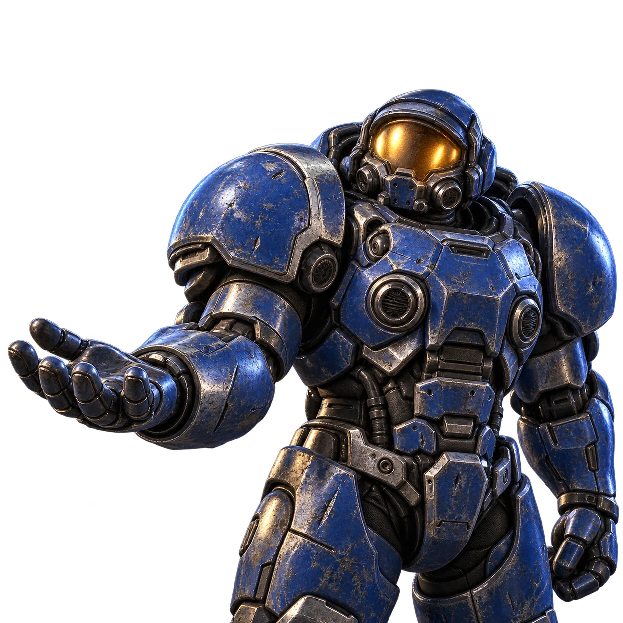 Космодесантник StarCraft протягивает ладонь к телефону